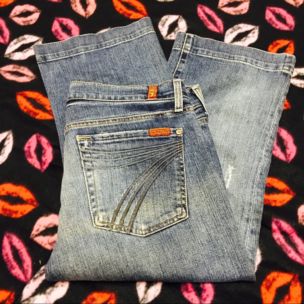 7 for All Mankind Distressed Crop Dojo Wide Capri
